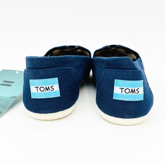 Toms Shoes Alpargata Recycled Cotton Canvas Slip-on Flats Size 6.5 Navy Blue New - Picture 5 of 10